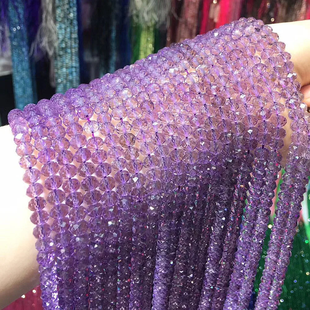 

Бусины из натурального камня, ограненные бусины россыпью, аметисты, маленькие бусины 4x6 мм для изготовления ювелирных изделий «сделай сам», ...