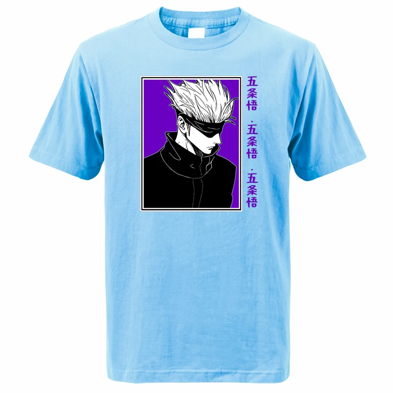 

Male Jujutsu Kaisen Anime Fashion Cool Top Tees Mens Gojo Satoru Short Sleeve Tops Casual T shirt
