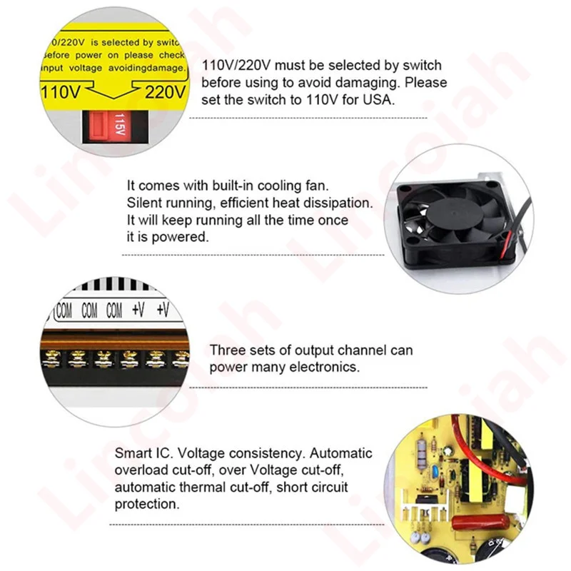 Трансформатор освещения AC100V/220V, постоянный ток 12V 24V 36V 48V 60V ...