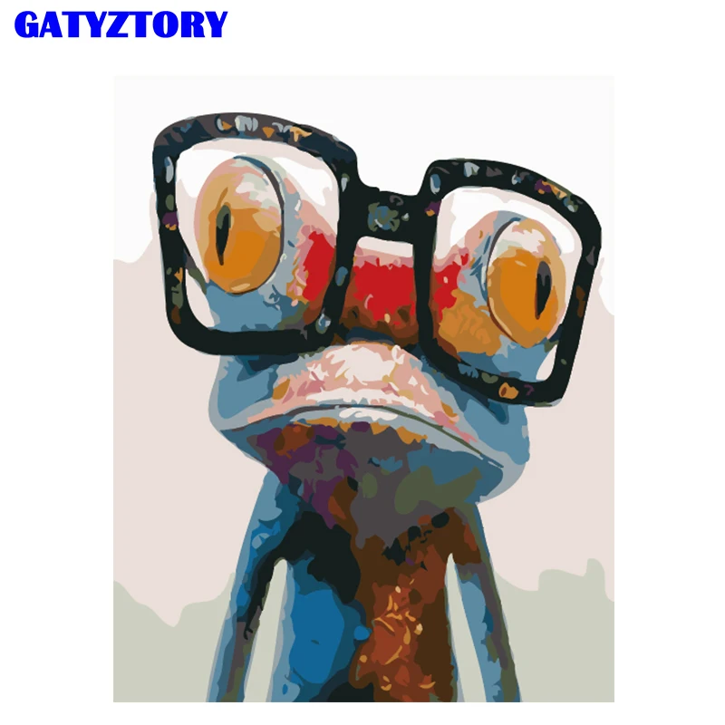 Бескаркасные абстрактные картины лягушка животные DIY Набор для рисования по