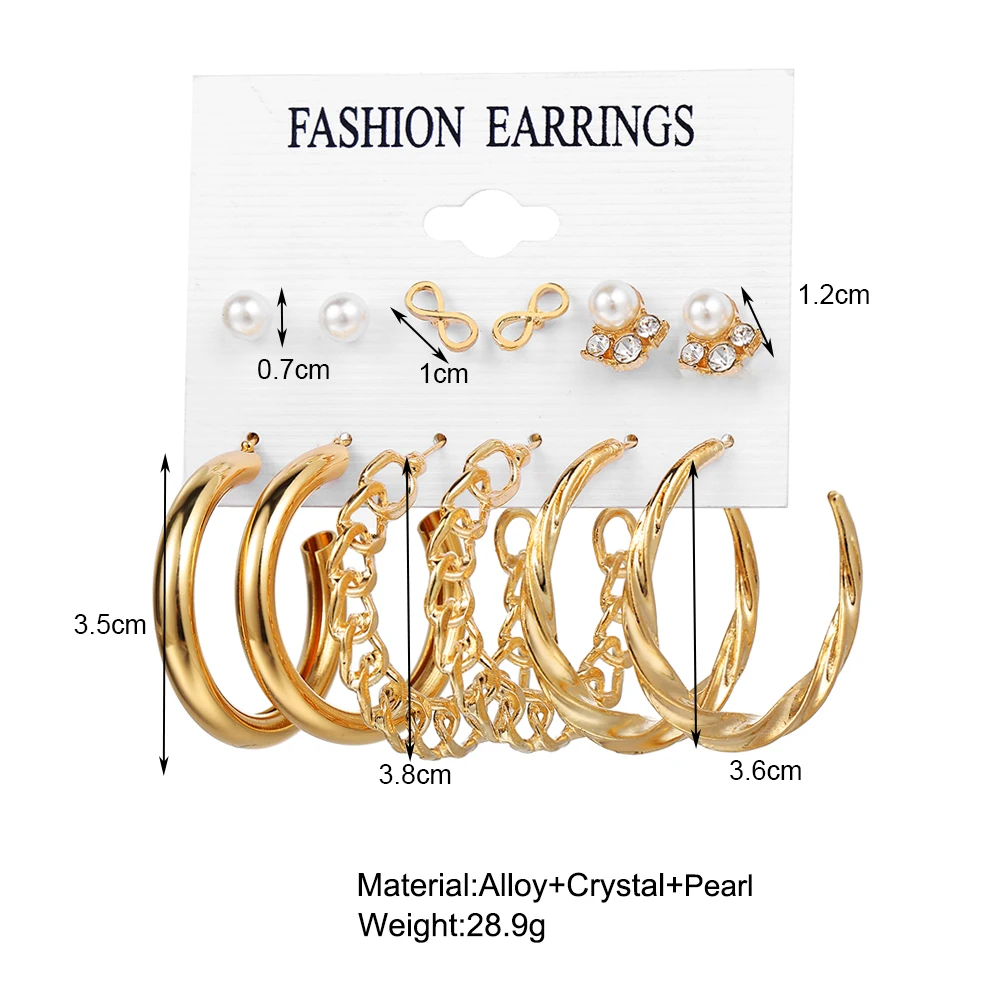 

Fashion Gold Hoop Earrings Set Women Pearl Hoop Earrings Oversize Metal Circle Punk Earring 2021 Female Fashion Jewelry