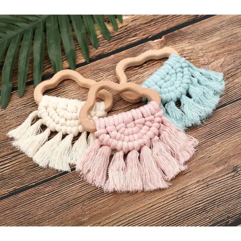 

Handmade Natural Wooden Cloud Teether Bracelet Baby Kids Shower Chewing Toy A2UB