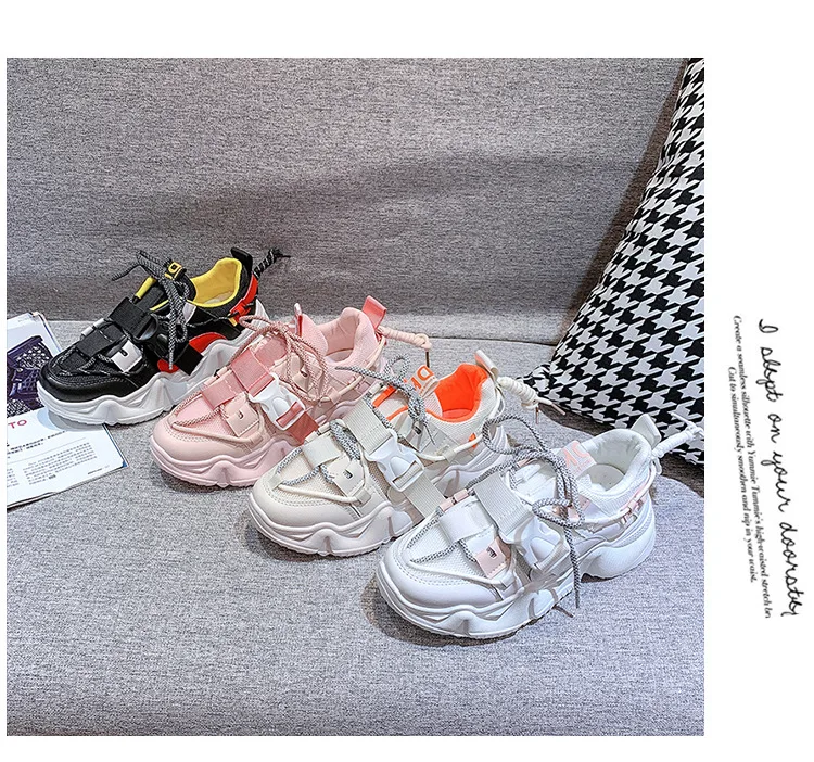 

2020 Women Sneakers Vulcanize Breathable Rainbow Color Fashion Casuals Height Increasing Female Chunky Ladies Shoe