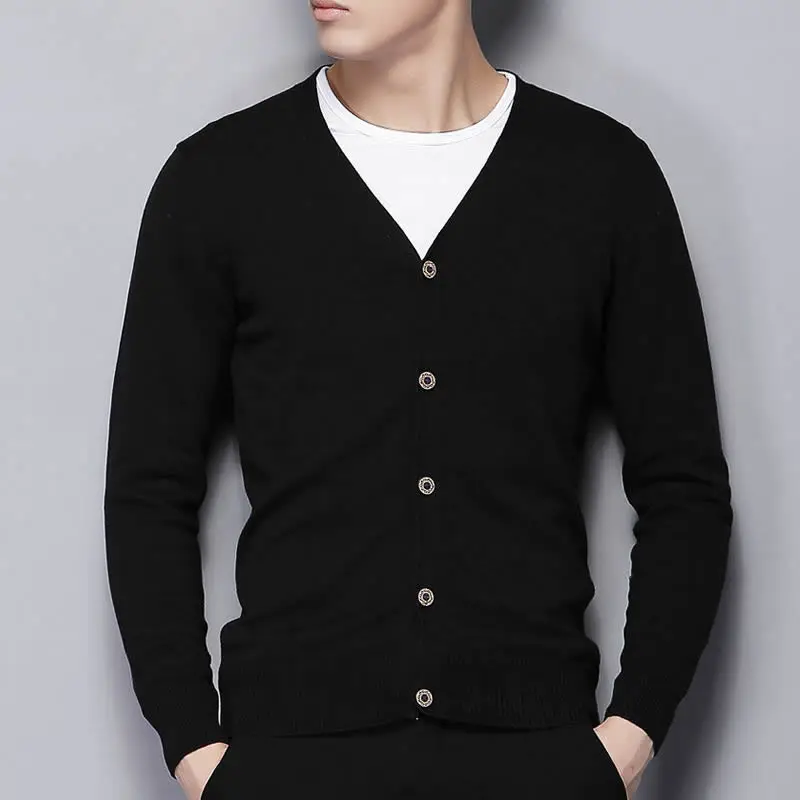 

Men's Cardigan Sweaters Cotton Knitted Solid Color Knitwear Long Sleeve V-Neck Loose Button Knitting Male Casual Clothing New