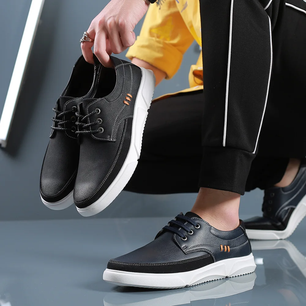

Men's Low-top Casual Shoes Breathable Fashion Shoes Lightweight All-match Sneakers Stitching Pu Leather Male footwear
