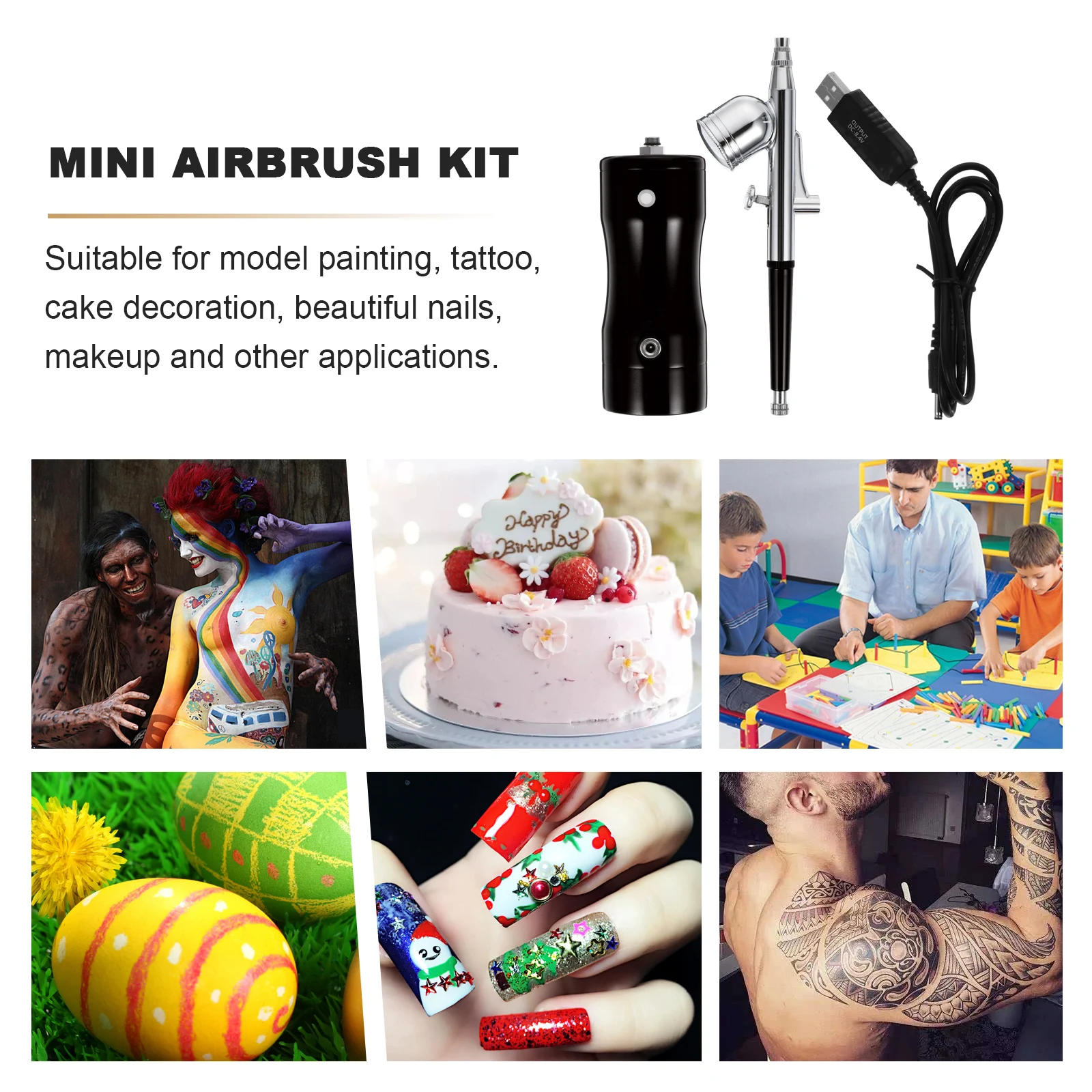

1 Set Mini Airbrush with Air Compressor Rechargeable Portable Paint Tool