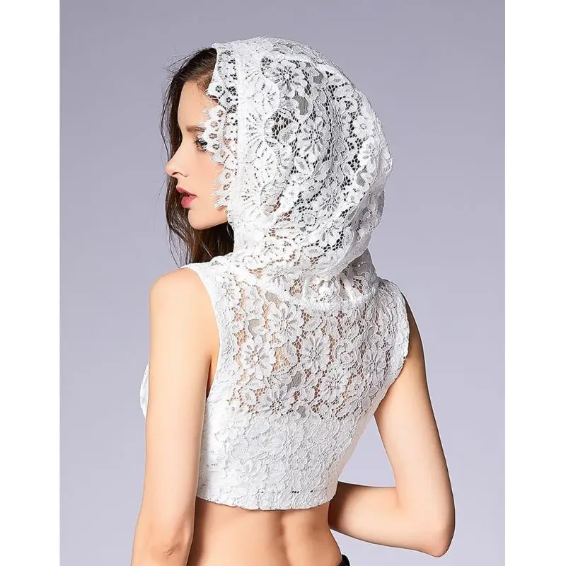 Женский вязаный крючком полый цветочный кружевной воротник с капюшоном Кепка