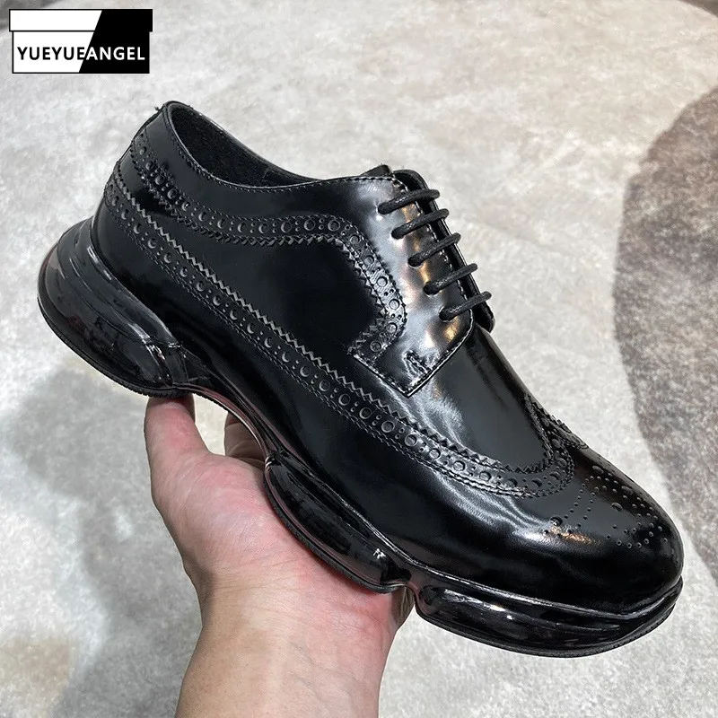 

Мужские туфли-Броги из натуральной кожи, с круглым носком