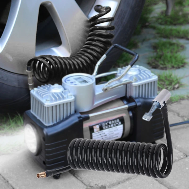 

3/5/7/10/15m Recoil Flexible Air Hose Compressor Tire Inflatable Tube with Lock-on Air Chuck & 0.305"x32TPI Fine Thread M89B