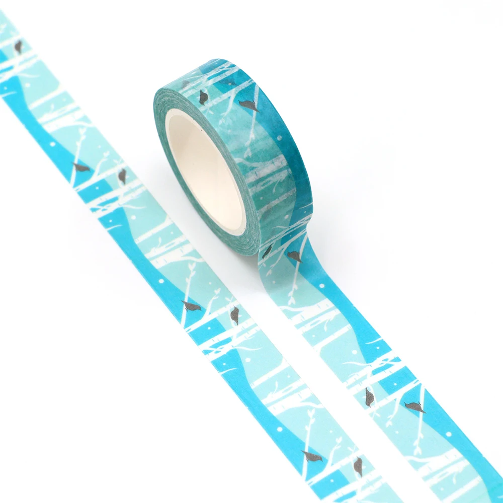 

NEW 10pcs/Lot Decorative Blue Forest and Robin Christmas Washi Tapes Bullet Journal Scrapbook Masking Tape Stationery