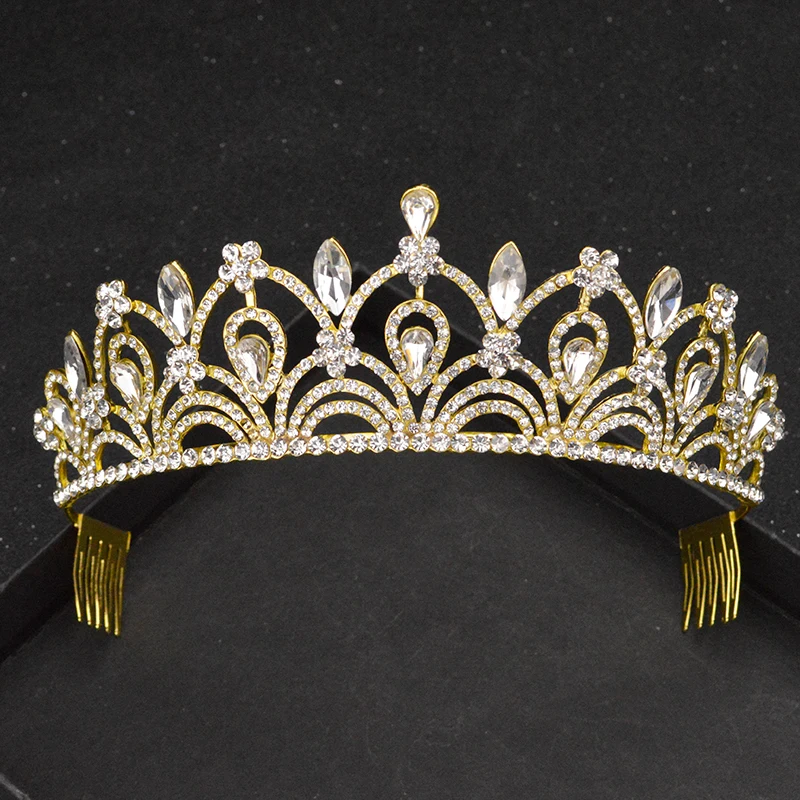 Роскошная новая золотая и Серебряная корона невесты ручной работы с кристаллами
