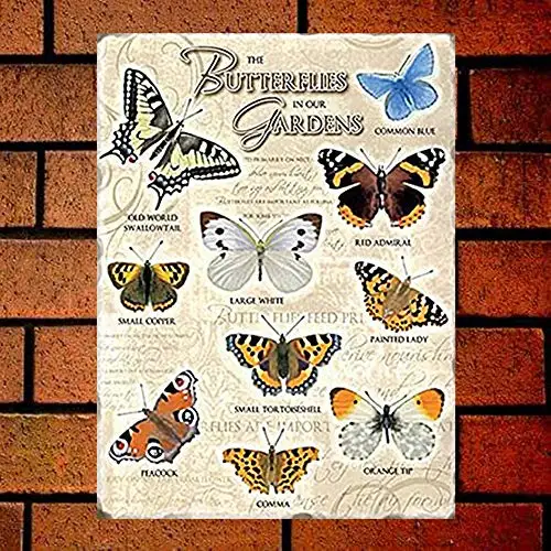

Butterflies in Our Garden Retro Metal Sign 8X12 Wall Decor