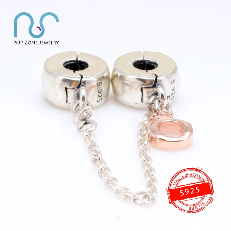 

Fit Original Brand Pandora Charm Bracelet Safety Chain S925 Sterling Silver Crown O Flow Chain DIY Luxury Fashion Women Jewelry