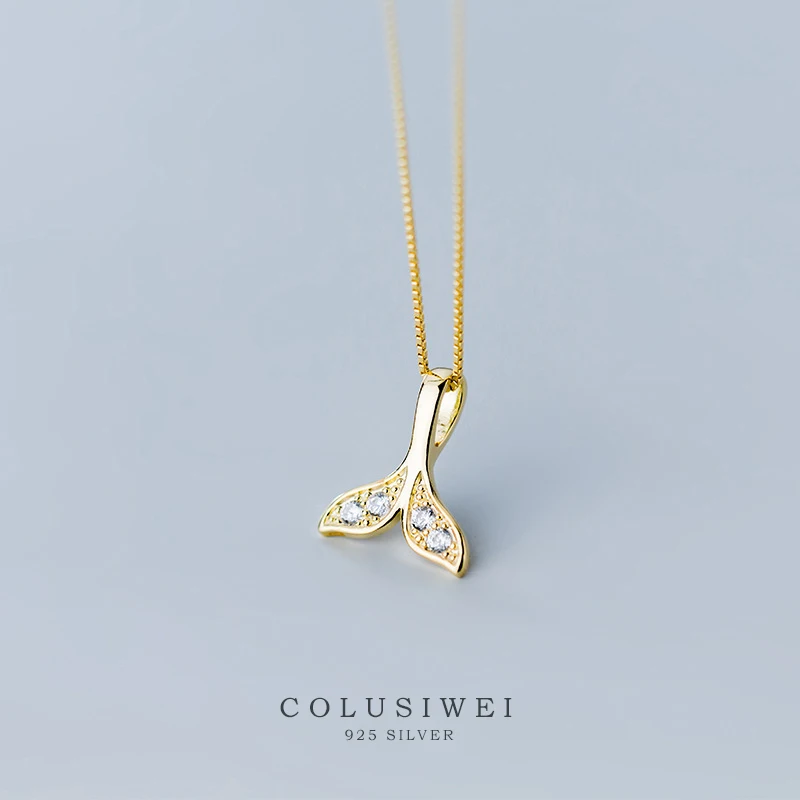Colusiwei 925 Серебряный Модный Сияющий CZ рыбий КИТ хвост подвески с изображением