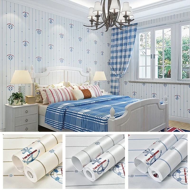 Новые винтажные обои для детской комнаты парусник мультфильм рулон столовая