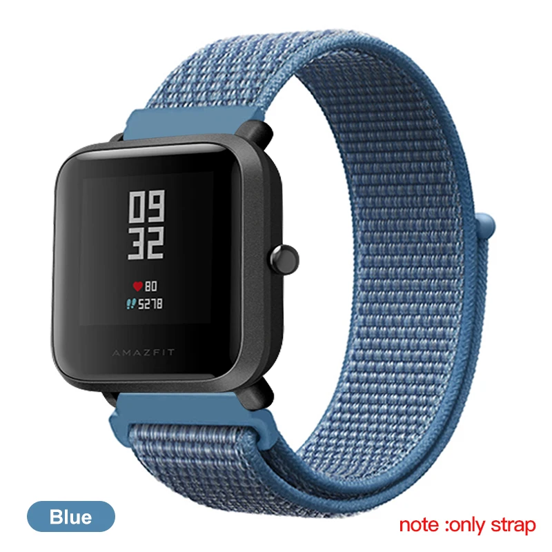 Blue BAPICK 20/22 мм нейлон Спортивный ремешок для Xiaomi Amazfit Bip Gts Gtr Ремешок Браслет Для Xiaomi Huami Amazfit темп Stratos Gtr 42 47 мм ремешок - Цвет: Blue