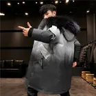 Мужская куртка с меховым капюшоном, зимняя, теплая, с карманами