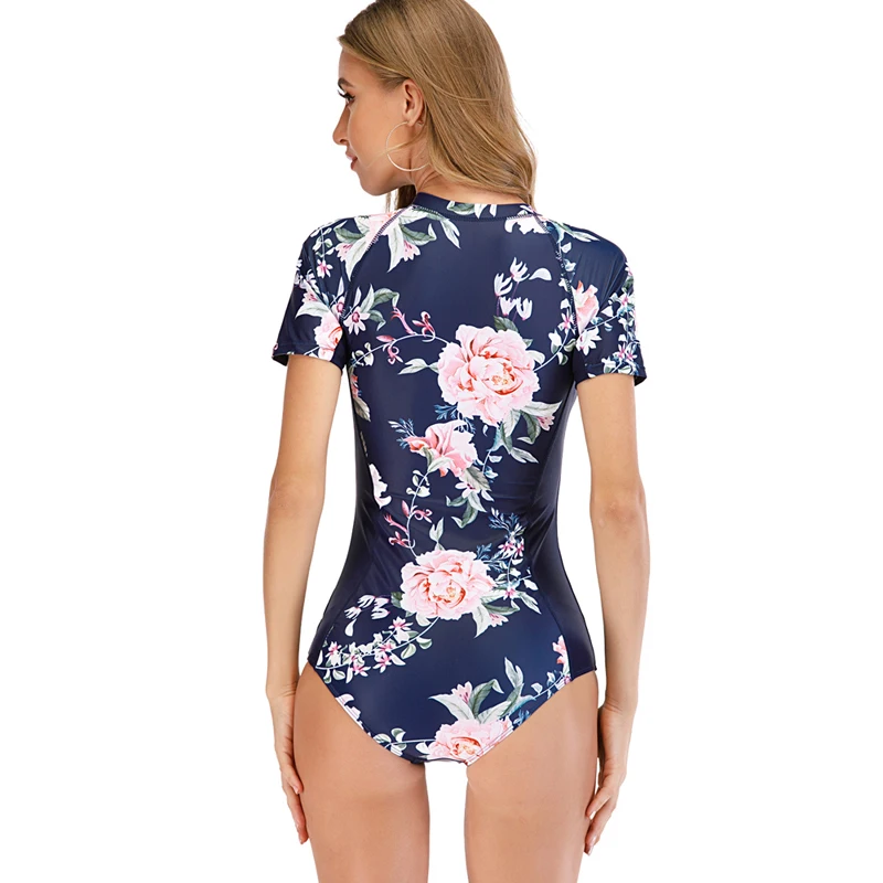 Женский слитный купальник с коротким рукавом на молнии для дайвинга топ серфинга