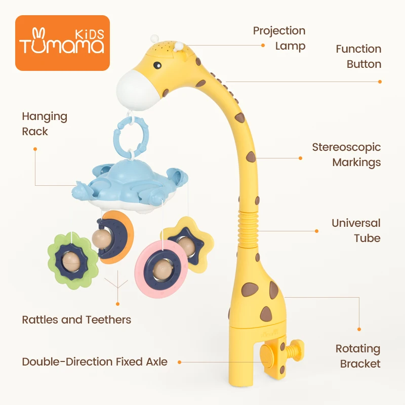 Детская погремушка Tumama с изображением жирафа со звездным светом можно вращать на