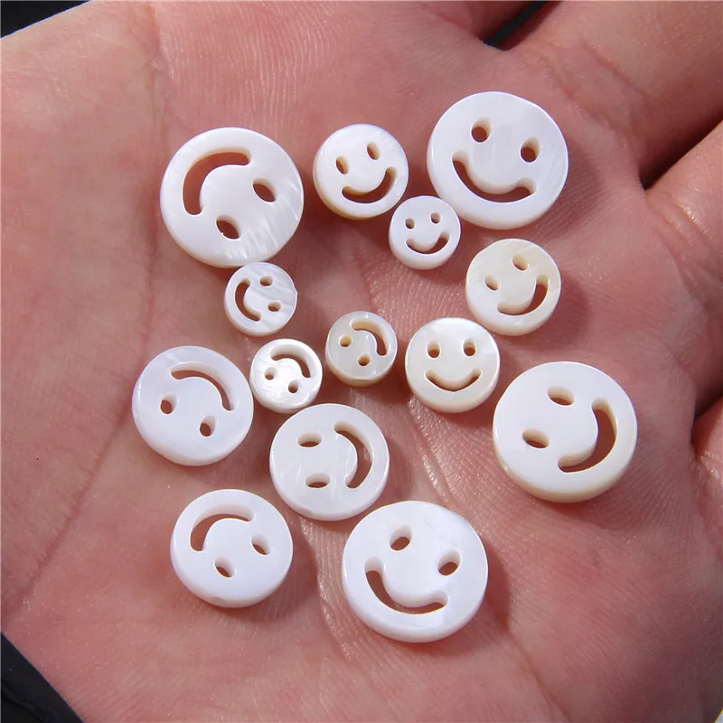 

Smiley Natural Freshwater Shell Smile Beads Round Shell Loose Beads Smiling Face Charm For DIY Necklace Bracelet Jewelry Making