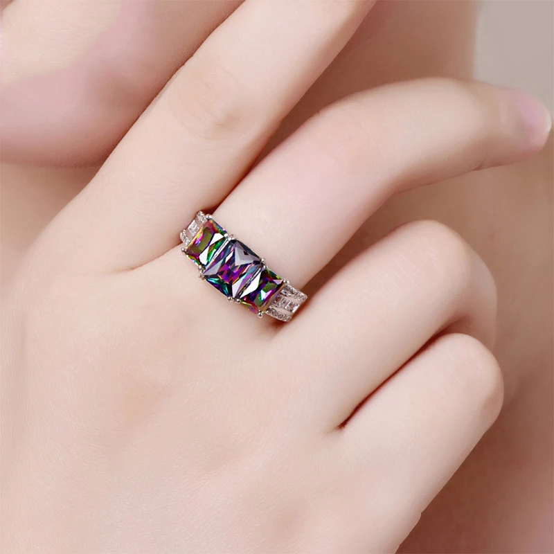 Разноцветное кольцо из ed циркония Дамское фиолетовое роскошное ювелирное