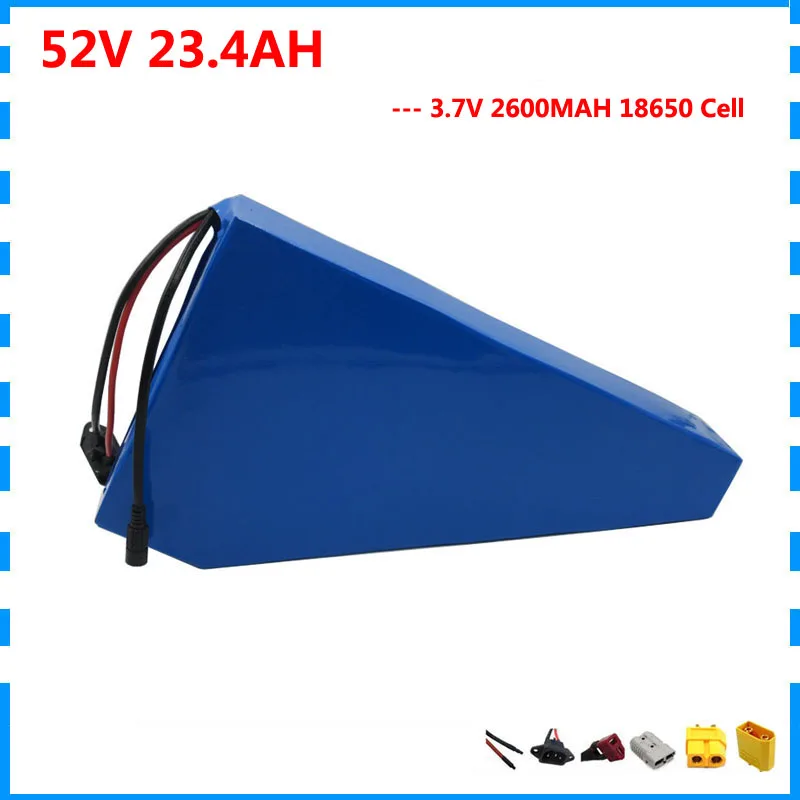 2000W 52V 23AH, фара для электровелосипеда в батарея 51,8 V 23.4AH литий Треугольники использования батареи 2600 мАч 18650 Сотовый 50A BMS с 2A Зарядное устройство