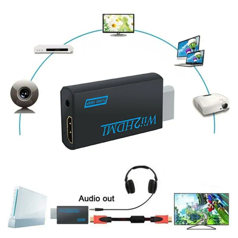 Лидер продаж полный HD 1080P Wii в HDMI-совместимый конвертер адаптер HDMI 3 5 мм аудио для