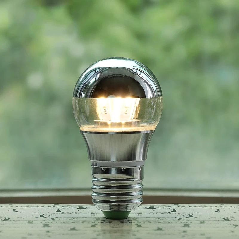 

AC 110-220V Decorative Shadeless E27 E14 LED 5W 7W Base Light Mirror Bulb G45 A60 Half Silver Led Filament Bulb Indoor Lighting