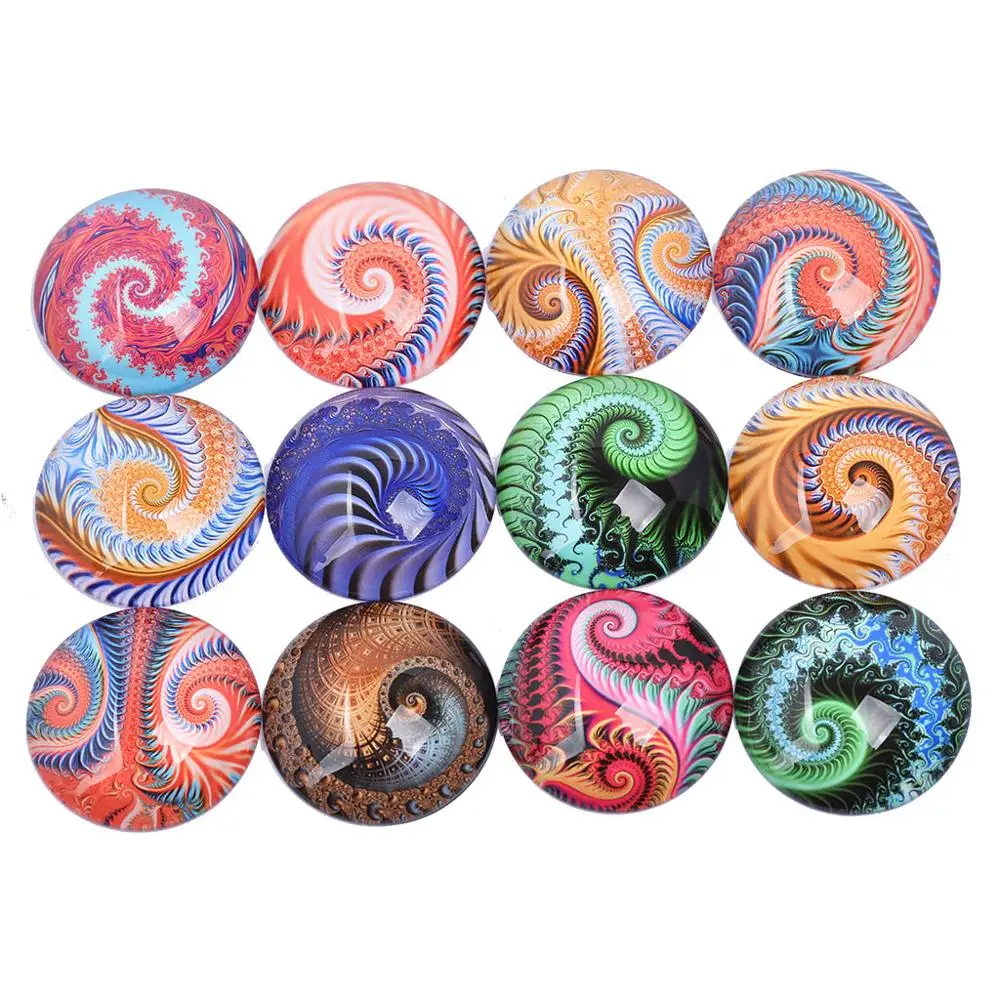 Onwear Mix Fractal Swirl фото круглый стеклянный кабошон 16 мм 12 20 25 Diy Ювелирные изделия
