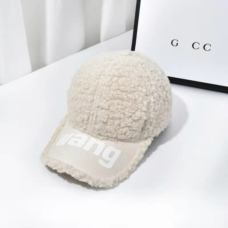 

2021 New Pure Color Wool Letters Designer Brand Women's Baseball Caps Casual Brand Lamb Wool Women's Hats Wholesale Hats