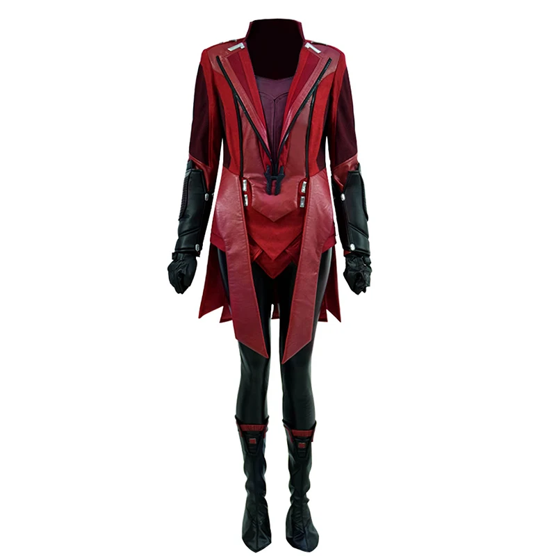 Cossky Wanda Scarlet костюм для косплея ведьмы боевой красный из ПУ Женский