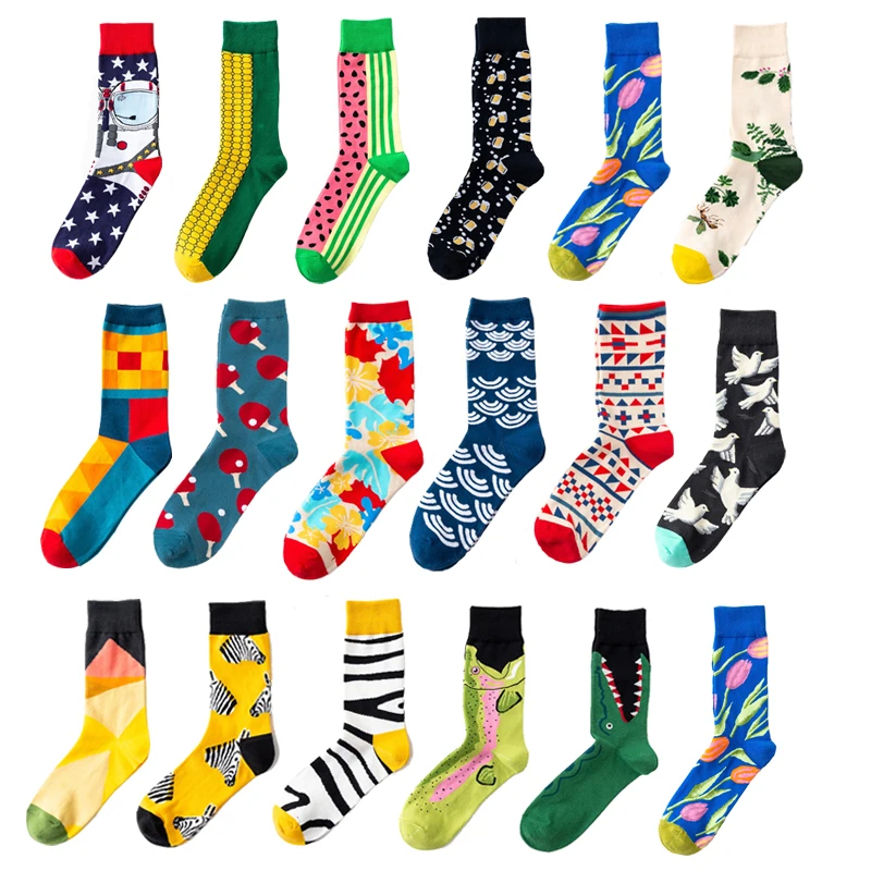 Хлопковые носки модные цветные для мужчин и женщин без пятки счастливые