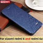 Чехол-книжка для xiaomi redmi 6, кожаный, тонкий, с подставкой