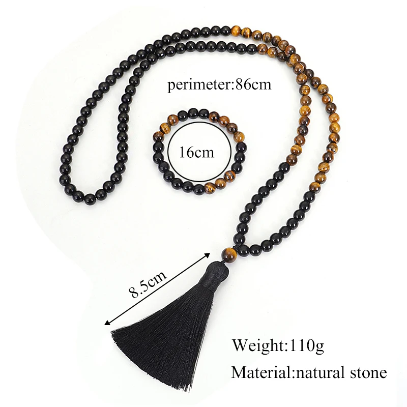 Буддийская мала Молитвенное ожерелье из бисера для женщин 8 мм тигровый глаз