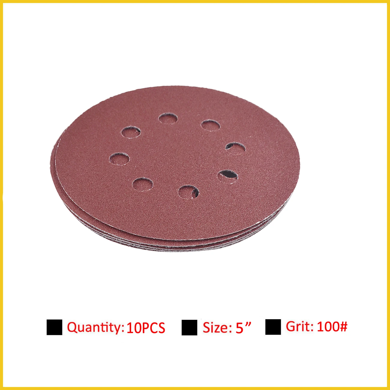 

Pouvoir 10pcs 5Inch 8 Holes 100 Grit Sanding Disc Sanding Polishing Pad Sandpaper Disc