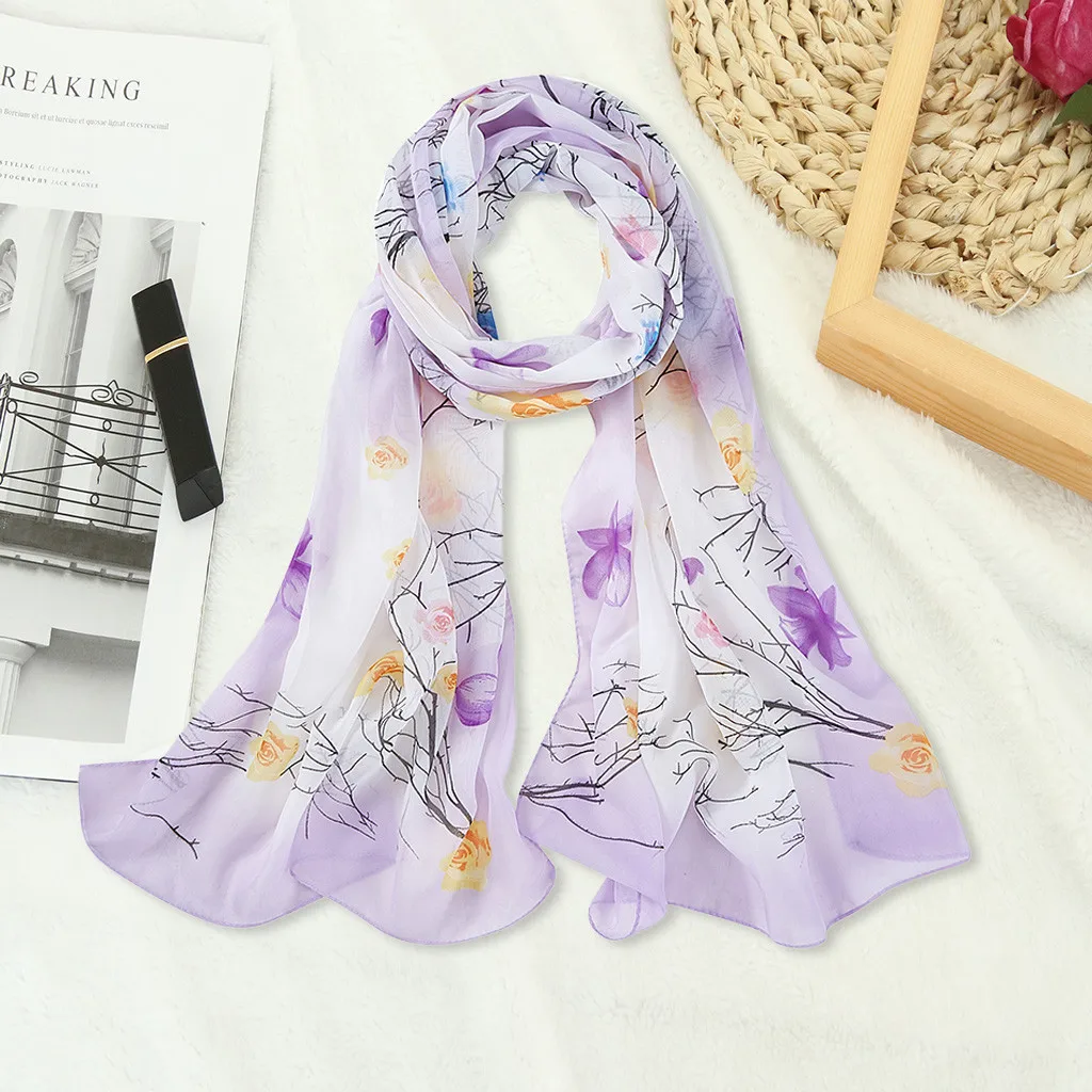 Новейшая мода женские шали с принтом лотоса Длинный мягкий шарф Дамская шаль