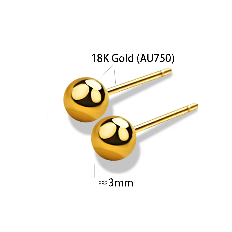 NYMPH Настоящее 18K золото ювелирные изделия шарик бисера шпильки серьги чисто AU750