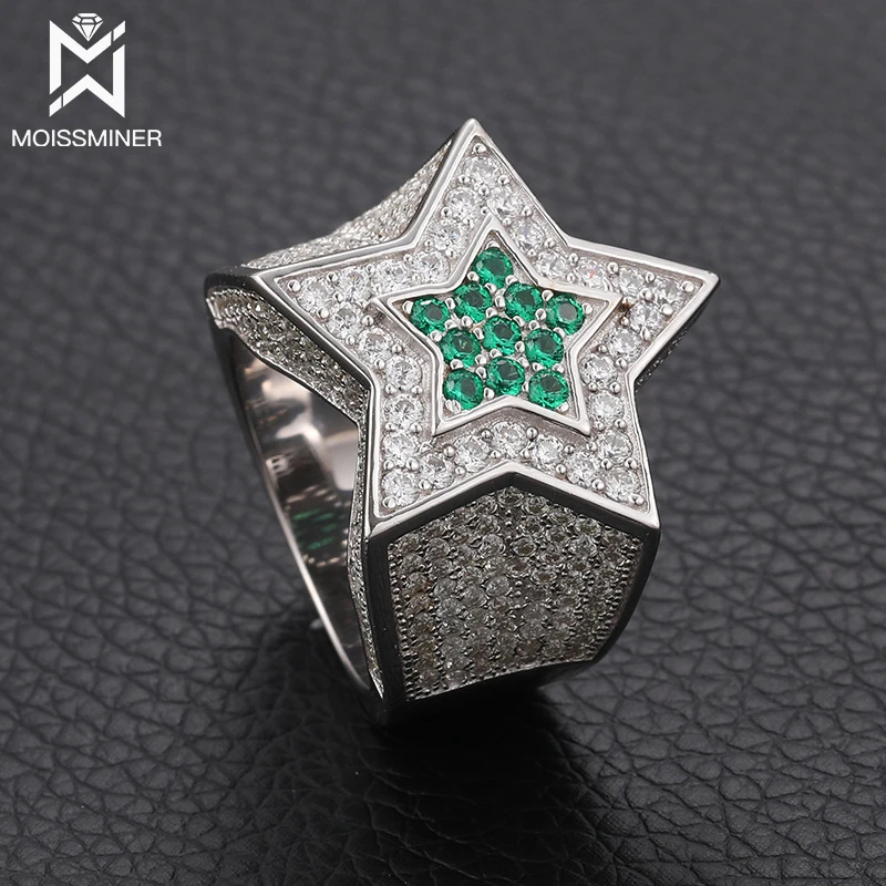 Moissanite Ring S925 Silver Iced Out Rings Real Diamond Finger Jewelry For Men Women High-End Jewelry Pass Test Free Shipping