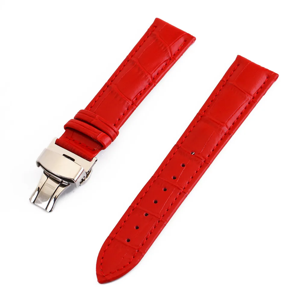 

HQ Genuine Leather Watchbands 12-24mm Universal Watch Butterfly buckle Band Steel Buckle Strap Wrist Belt Bracelet + Tool
