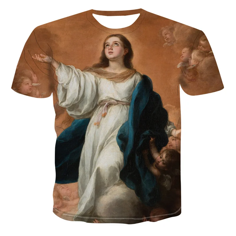 

Summer Short Sleeve Shirts Men T Shirt 2021 Fashion 3D Mythology Printed Couples Tee Tops Round Neck Oversized Streetwear 4XL