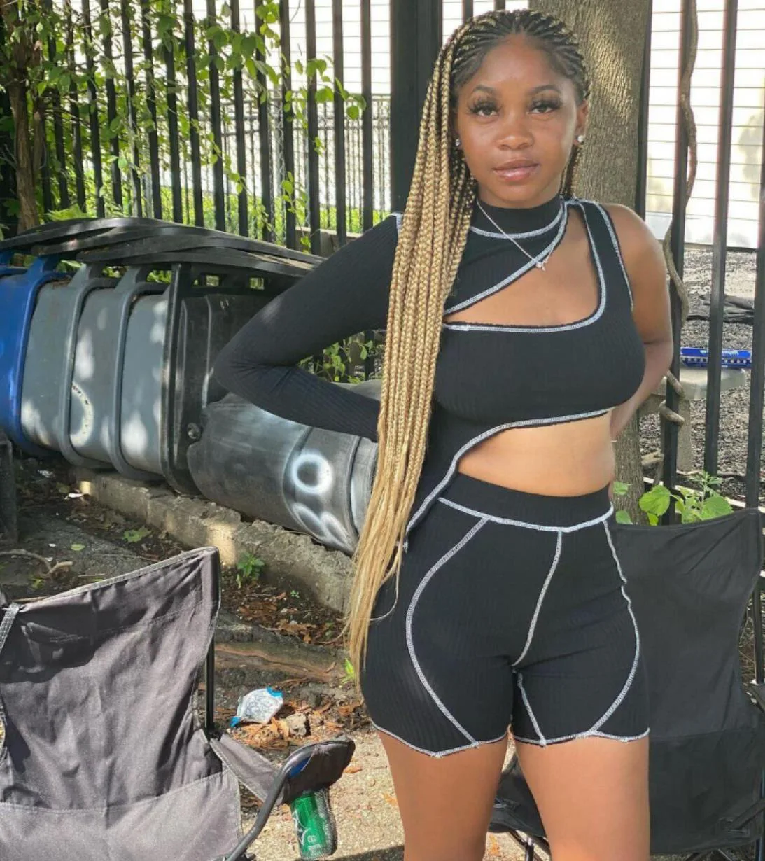 

Casual Sportswear Hollow Knit Women Tracksuits Turtleneck Strip Tops+Biker Shorts Two Piece Matching Jogger Suit Streetwear