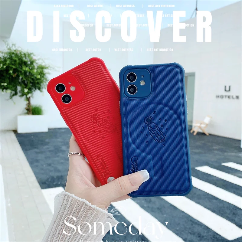 

Fashion Cute Cartoon Simple Line Spaceman Plain Color Phone Cases for Huawei P50 Pro Mate 40 Pro Soft Anticollision Back Cover