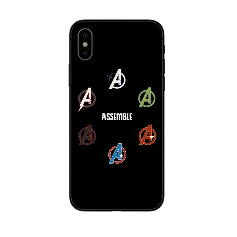 Марвел из Мстителей Щит чехол для телефона черный силикон apple iphone SE XR 5 6 5s X 7 8 6S PLUS XS