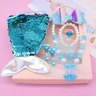 Жемчужное ожерелье для девочек, браслет Ариэль, ювелирные изделия, модные феи, Эльзы, кольцо, серьги, заколки для волос с бантом Софии