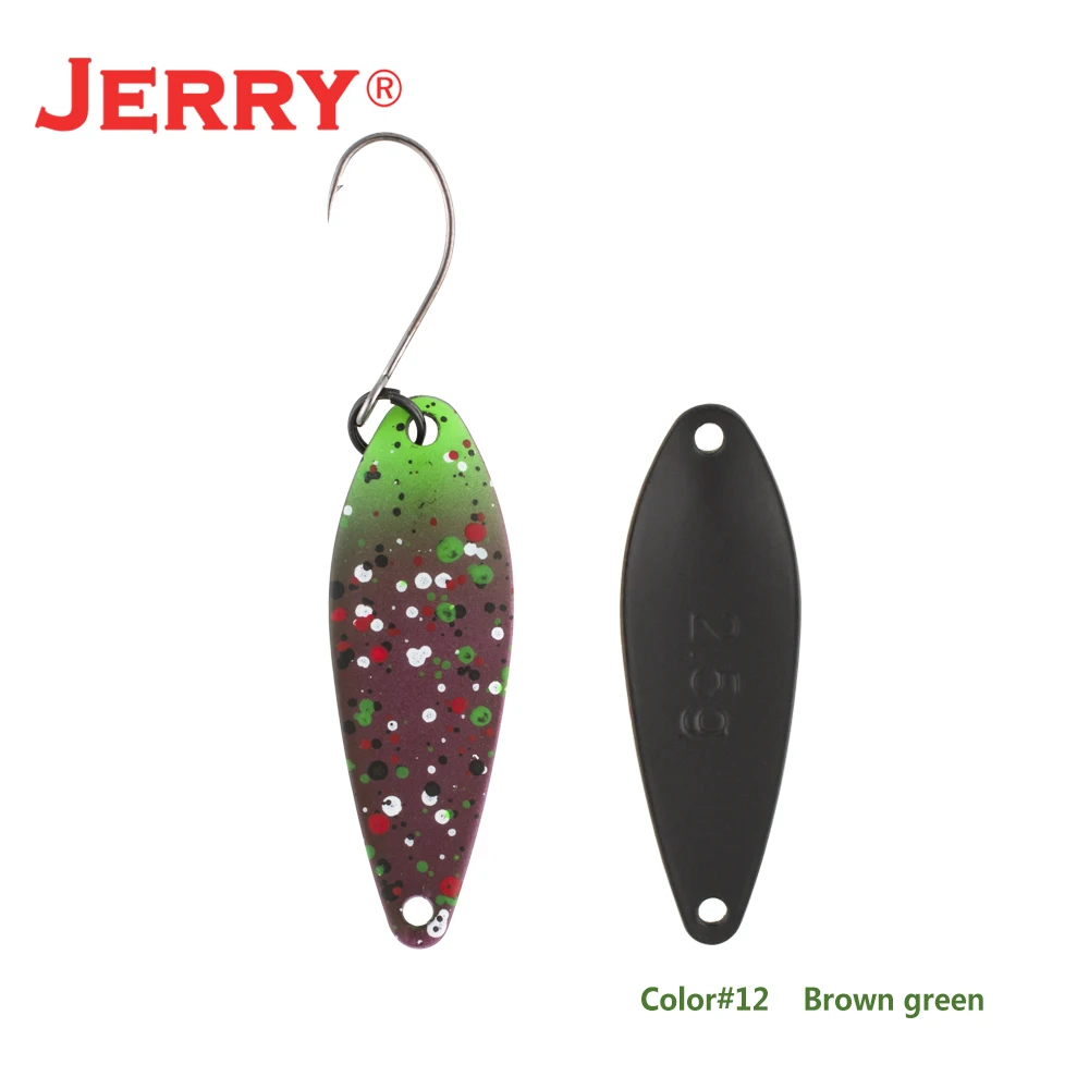 Jerry 1 шт., латунные рыболовные ложки pesca, яркие цвета, высокое качество, безделушки, форель, ложка, рыболовные приманки - Цвет: brown green