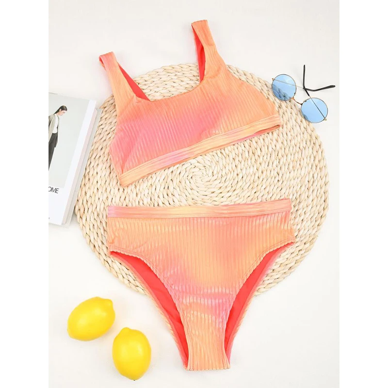 

New High Waist Bikini Tie Dye Swimsuit Women 2 Pieces Bathing Suit Push Up Bikini Sexy Swimwear Women Swimsuits Free shipping