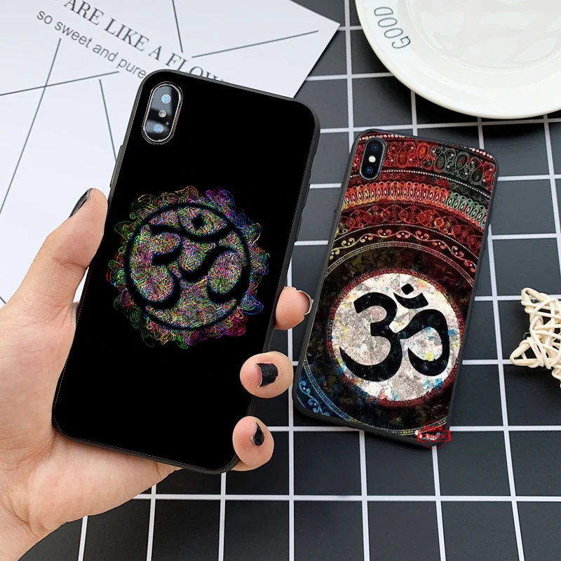 Цветочный Ом Йога АУМ om Яги роскошь силиконовый чехол для iPhone 5 5S 6 6S Plus 7 8 11 Pro X XS Max