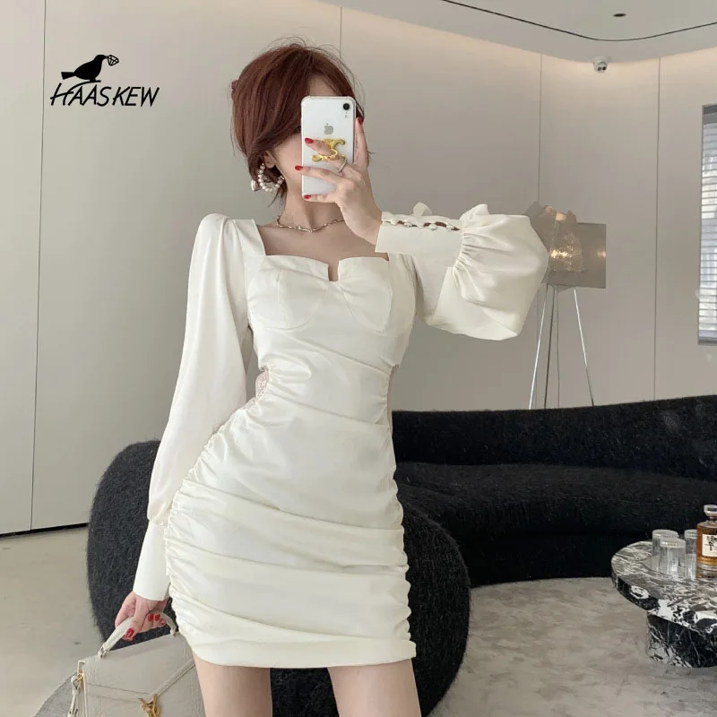 

Sexy skinny Mini Dresses Women Casual Dress Korean Fashion Office Lady autumn Winter Elegant Party Dress Chic Short skirt female