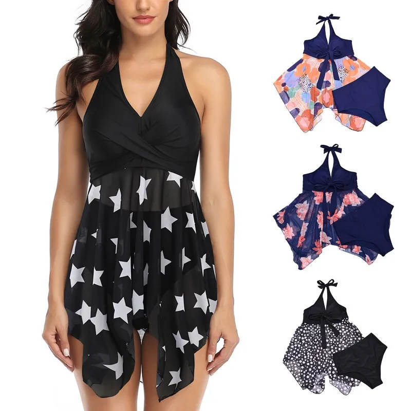 

Sexy One Piece Swimsuit With Cover Ups Ladies Bathing Suit Female Push Up Bikini 2022 New Beachwear feminine High Waist Swimwear