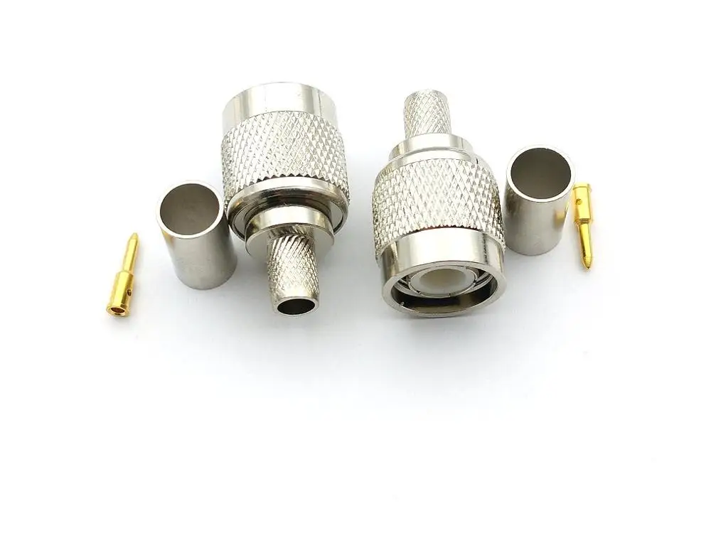 

50pcs copper TNC Male Plug RF Coax Connector Crimp For Cable RG58 RG142 RG400 LMR195